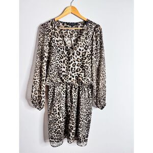 White House black market  Leopard Soft Blouson Dress Sz 14P